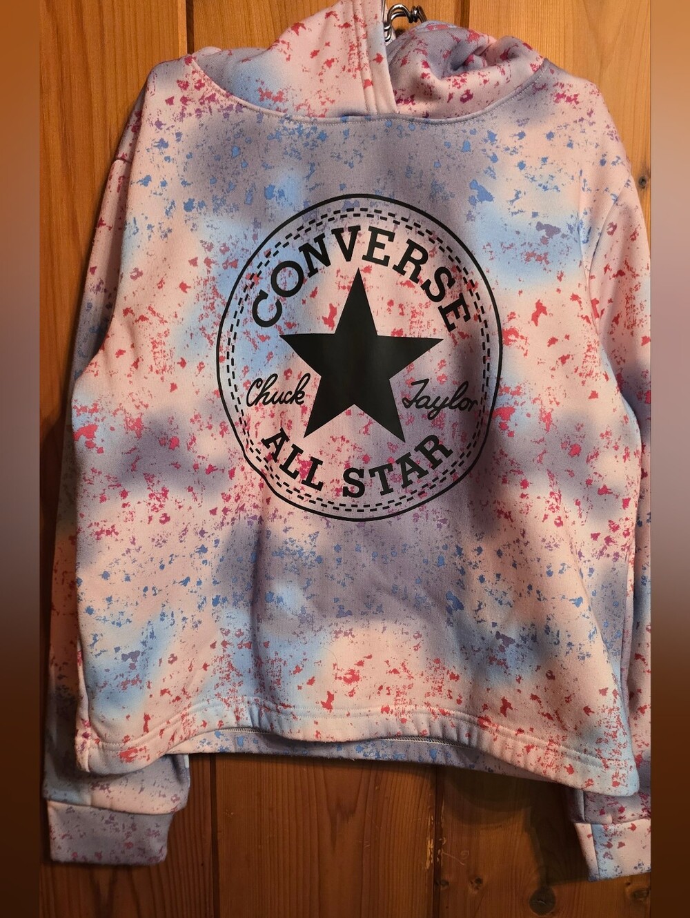 Converse All Star Tie-Dye Crewneck Sweatshirt - White with Red & Blue Splatter